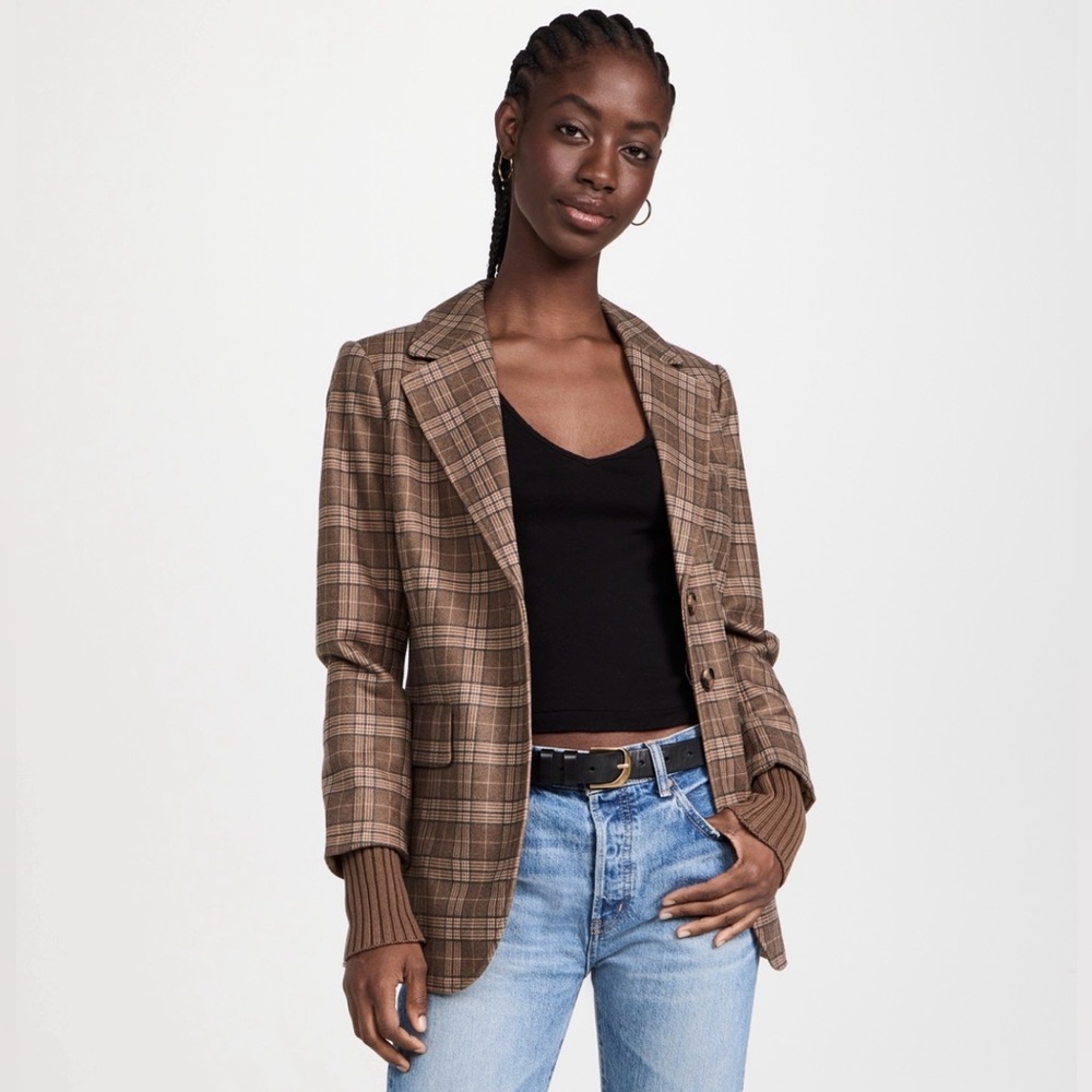 Favorite Daughter - The City Blazer in Chocolate Plaid